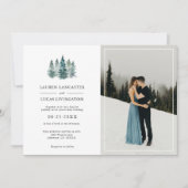 Rustikale Pinienbäume Hochzeit dunkelgrün | FOTO Einladung (Vorderseite)