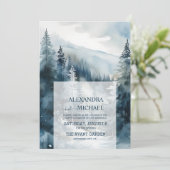 Rustikale Pinienbäume Hochzeit Einladung (Stehend Vorderseite)