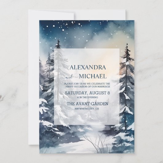 Rustikale Pinienbäume Hochzeit Einladung (Vorderseite)