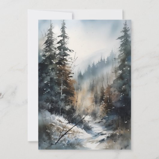 Rustikale Pinienbäume Hochzeit Save The Date (Rückseite)