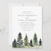 Rustikale Pinienbäume laden zur Hochzeit ein Einladung (Vorderseite)