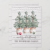 Rustikale Pinienbäume Schnee Weihnachtskarten (Vorne/Hinten)