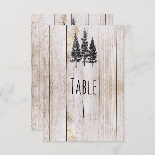 Rustikale Pinienbäume Tischnummer (Vorne/Hinten)