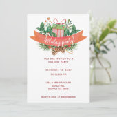 Rustikale Pinienbäume und Feiertagsparty Feiertagskarte (Stehend Vorderseite)