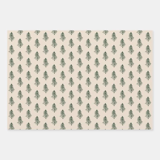 Rustikale Pinienbäume und Karierte Weihnachten Geschenkpapier Set (Vorderseite 3)