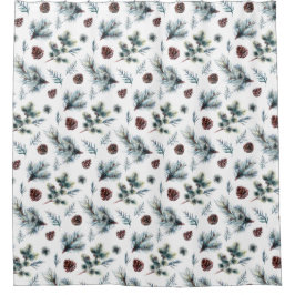 Rustikale Pinienbäume und Kiefernbäume | Duschvorhang