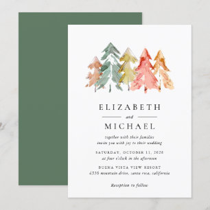 Rustikale Pinienbäume Wasserfarbe Einladung