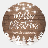 Rustikale Pinienbäume Weihnachtslieder Runder Aufkleber (Vorderseite)