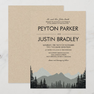 Rustikale Pinienbäume zum Hochzeitsempfang Einladung
