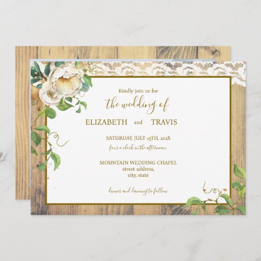 Rustikale Pinienhochzeit 2 Einladung (Vorne/Hinten)