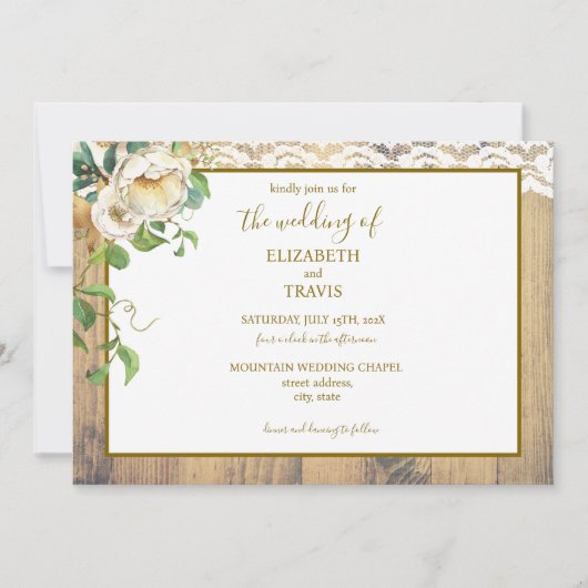 Rustikale Pinienhochzeit Einladung (Vorderseite)