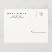 Rustikale Pinienkone-Hochzeit retten das Datum Ankündigungspostkarte (Rückseite)