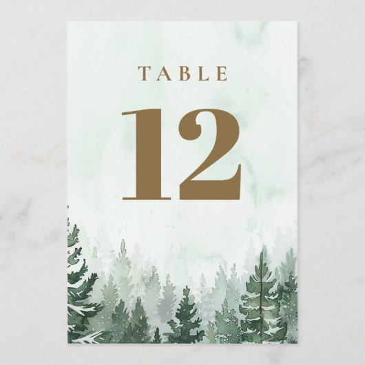 Rustikale Pinienwald-Tischnummern Einladung (Rückseite)