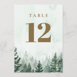 Rustikale Pinienwald-Tischnummern Einladung