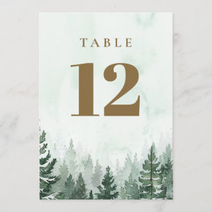 Rustikale Pinienwald-Tischnummern Einladung