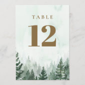 Rustikale Pinienwald-Tischnummern Einladung (Vorderseite)