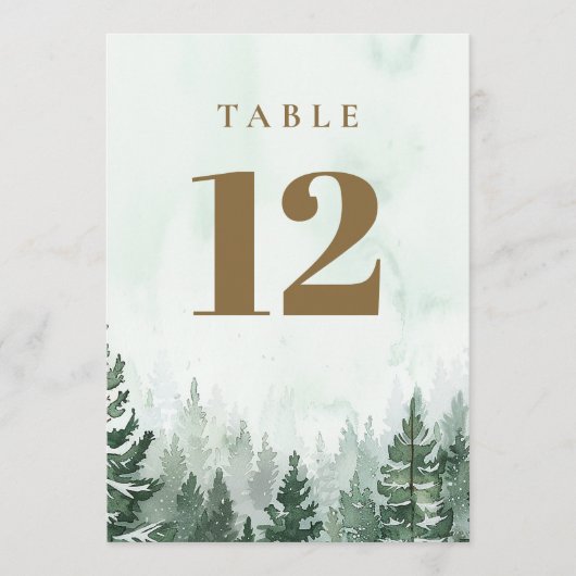Rustikale Pinienwald-Tischnummern Einladung (Vorderseite)