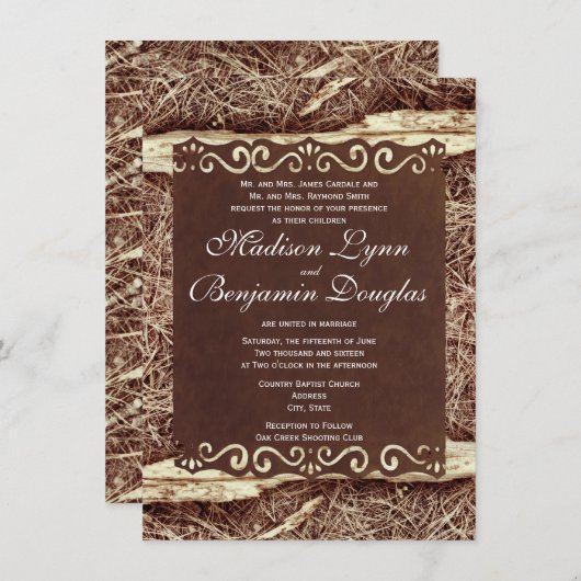 Rustikale Pinienwälder Camouflage Hochzeit Einladung (Vorne/Hinten)