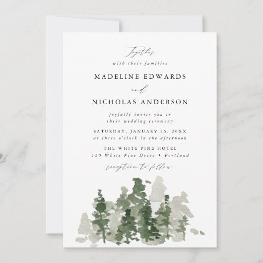 Rustikale Pinienwälder Einladung (Vorderseite)