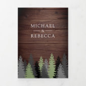 Rustikale Pinienwälder Foto-Hochzeit Dreifach Gefaltete Einladung (Cover)