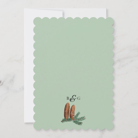 Rustikale Pinienwälder Hochzeit Einladung (Rückseite)