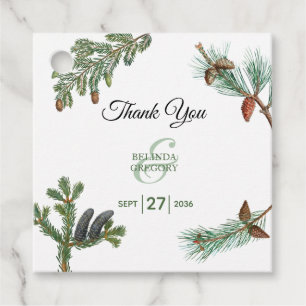 Rustikale Pinienwälder Hochzeit Geschenkanhänger