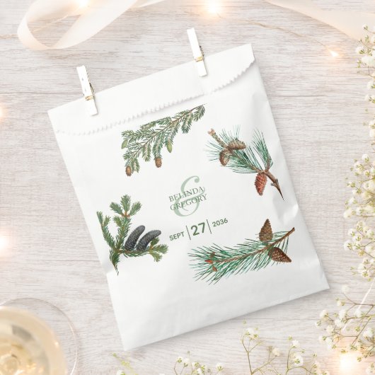 Rustikale Pinienwälder Hochzeit Geschenktütchen (Ausgeschnitten)