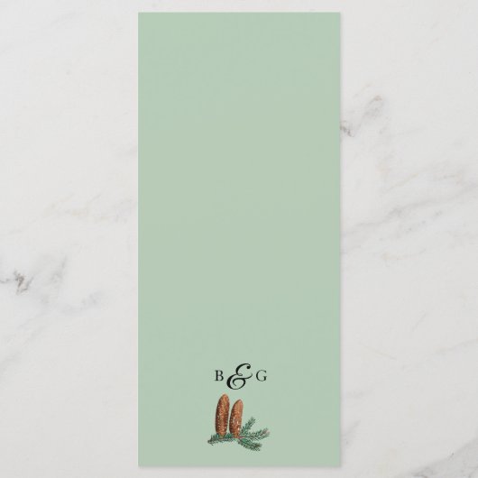 Rustikale Pinienwälder Hochzeit Menükarte (Rückseite)