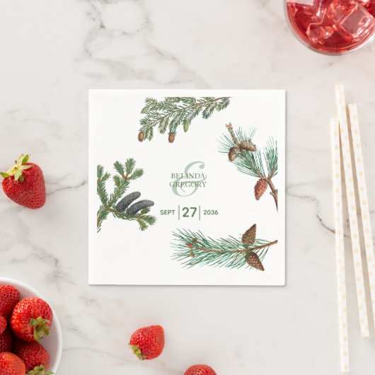 Rustikale Pinienwälder Hochzeit Serviette (Beispiel)