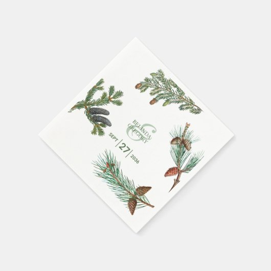 Rustikale Pinienwälder Hochzeit Serviette (Ecke)