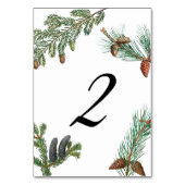 Rustikale Pinienwälder Hochzeit Tischnummer (Rückseite)