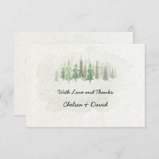 Rustikale Pinienwälder Hochzeit Vielen Dank Dankeskarte (Vorne/Hinten)
