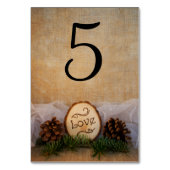 Rustikale Pinienwälder Hochzeiten Tischnummern (Rückseite)