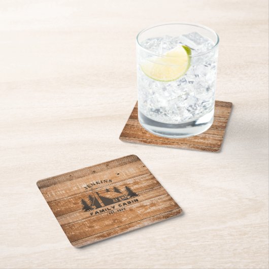 Rustikale Pinienwälder Hütte Lodge Personalisiert Rechteckiger Pappuntersetzer (Vor Ort)