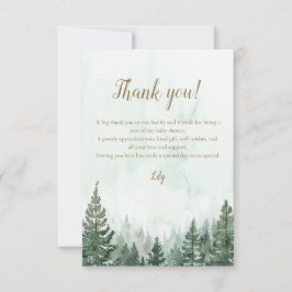 Rustikale Pinienwälder Kinderdusche Dankeskarte