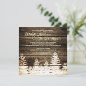 Rustikale Pinienwälder laden zur Winterhochzeit ei Einladung (Stehend Vorderseite)