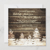 Rustikale Pinienwälder laden zur Winterhochzeit ei Einladung (Vorderseite)