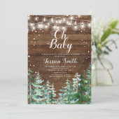 Rustikale Pinienwälder Oh Baby-Dusche Einladung (Stehend Vorderseite)
