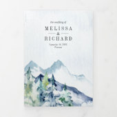 Rustikale Pinienwälder QR Code Hochzeit Dreifach Gefaltete Einladung (Cover)