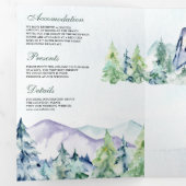 Rustikale Pinienwälder QR Code Hochzeit Dreifach Gefaltete Einladung (Innen Erste Seite)