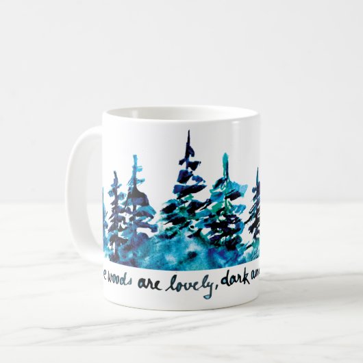 Rustikale Pinienwälder Robert Frost Wasserfarbenge Kaffeetasse (Vorderseite Links)