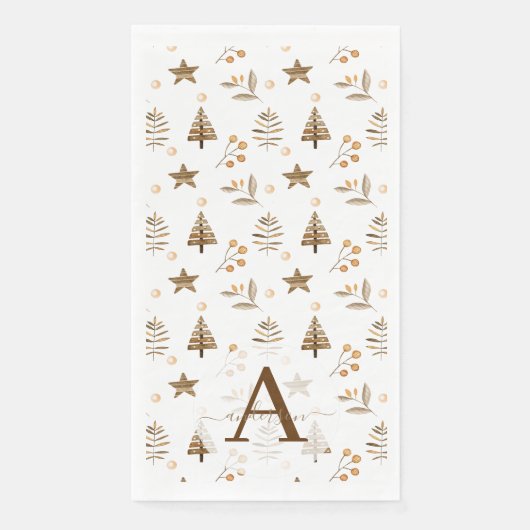 Rustikale Pinienwälder Winter Berry Weihnachten Serviette (Vorderseite)