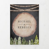 Rustikale Pinienwaldhochzeit Dreifach Gefaltete Einladung (Cover)