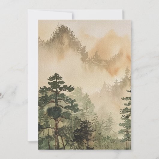 Rustikale Pinienwaldhochzeit Einladung (Rückseite)