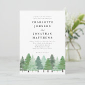 Rustikale Pinienwaldhochzeit Einladung (Stehend Vorderseite)