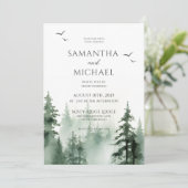 Rustikale Pinienwaldhochzeit Einladung (Stehend Vorderseite)