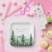 Rustikale Pinienwaldhochzeit Pappteller (Party)