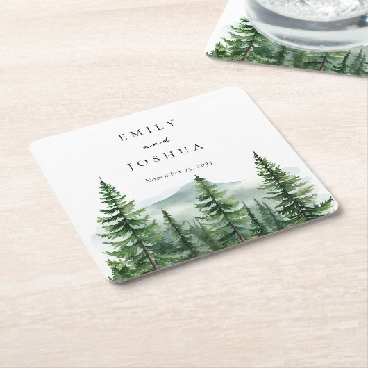 Rustikale Pinienwaldhochzeit Rechteckiger Pappuntersetzer (angewinkelt)