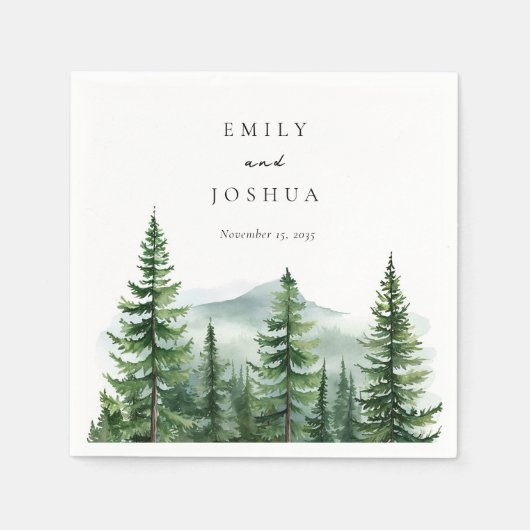 Rustikale Pinienwaldhochzeit Serviette (Vorderseite)