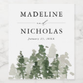 Rustikale Pinienwaldhochzeit Weinetikett (Einzelnes Label)